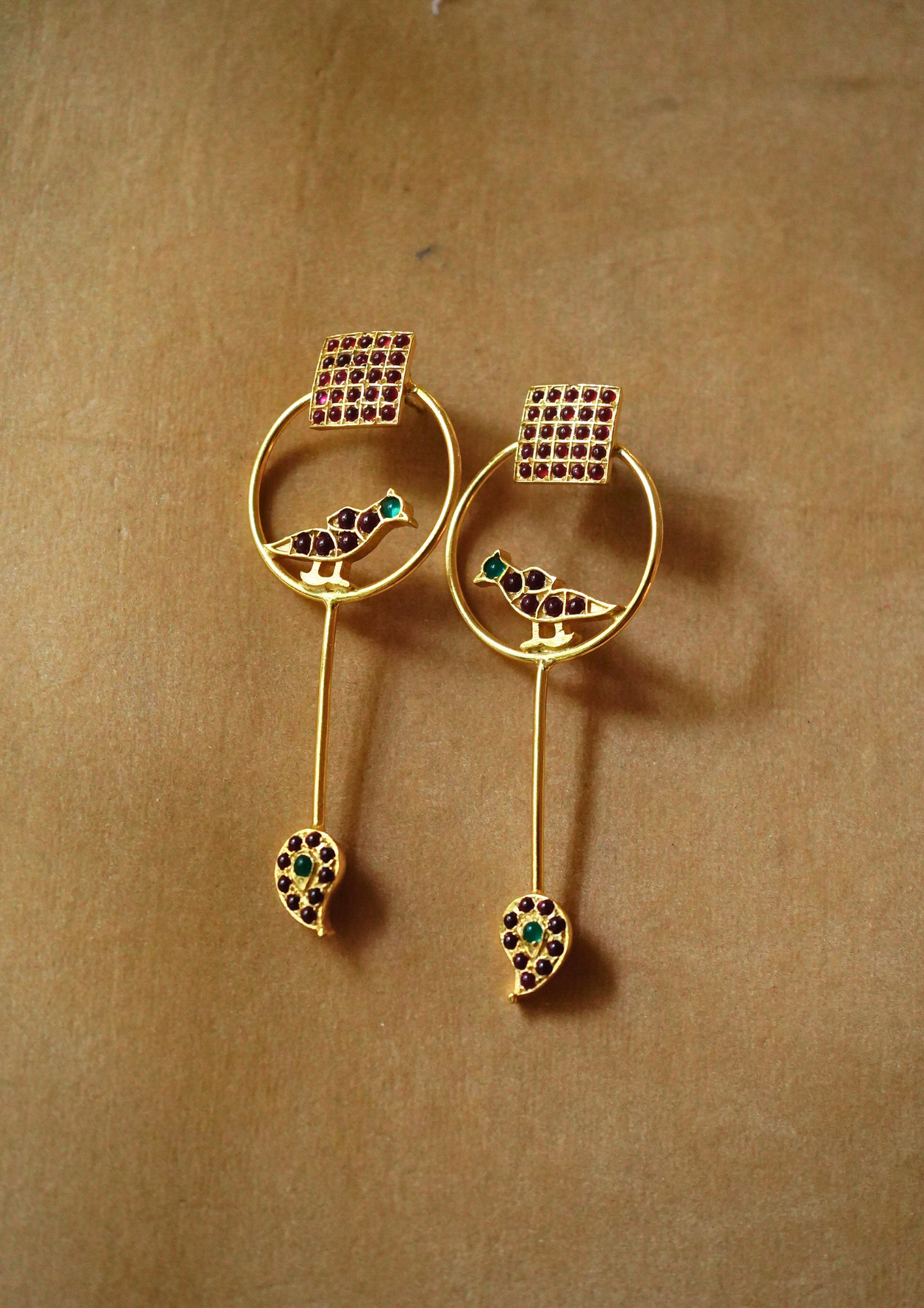 Chettinad Paisley Parrot Earrings