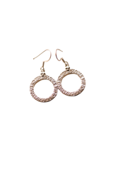 Beaten Circle Hoop Earrings (Silver)