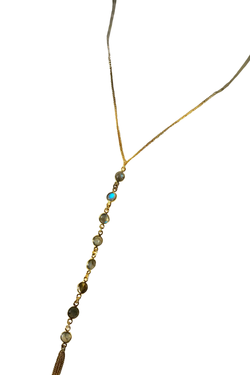 Chandelier Choker Necklace (Labradorite) - Gold Plated