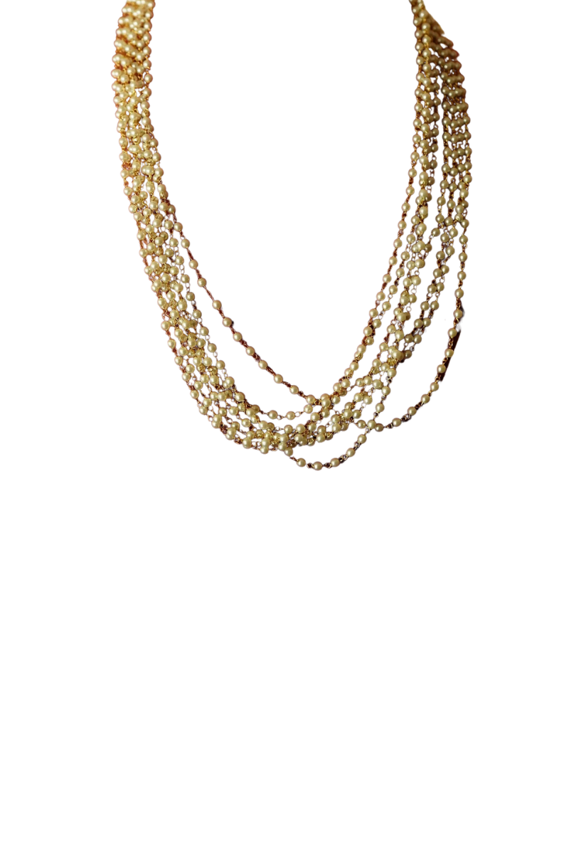 Cluster of Pearls Brass Necklace