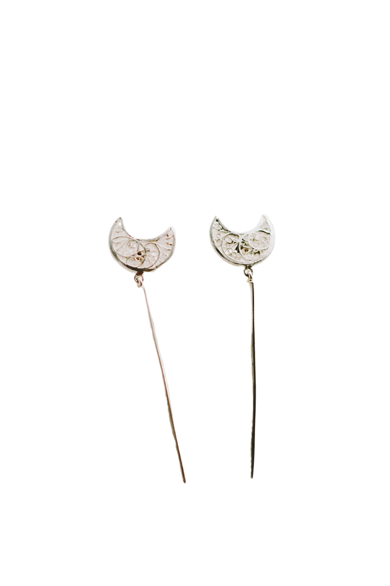 Crescent Moon Filigree Warrior Earrings