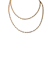 Double Layered Pearl String Brass Necklace