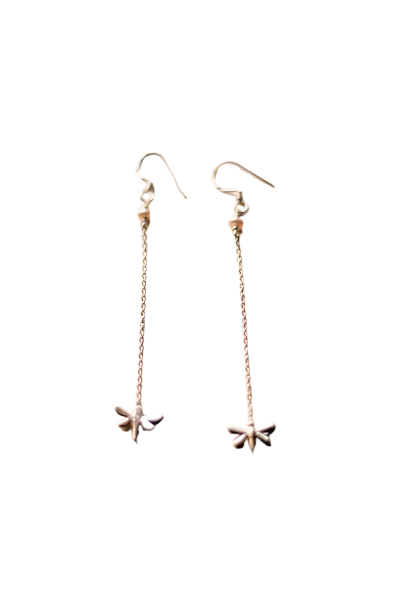 Dragonfly Chandelier Earrings (Silver)
