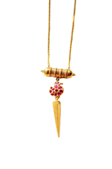 Hamsa Taweez Spike Long Necklace (Gold-plated)