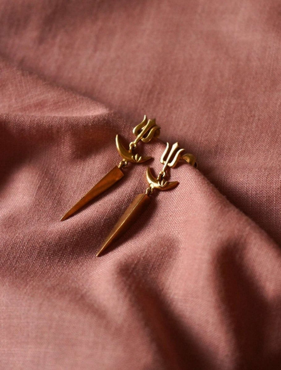 Trishul Moon Spike Earrings