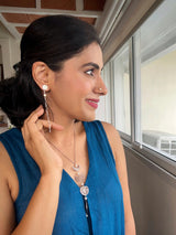 Dot Dewdrop Earrings- Silver