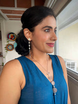Dot Dewdrop Earrings- Silver