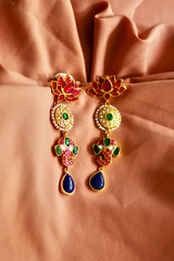 The Gayatri Lotus Ganesha Lapis Jadau Celebration Earrings