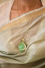 Shalini Crescent on a Sea of Green Pendant