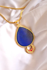 Jyotsna Lapis Droplet Jadau Pendant