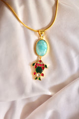 The Vasanti Azure Matsya Jadau Pendant