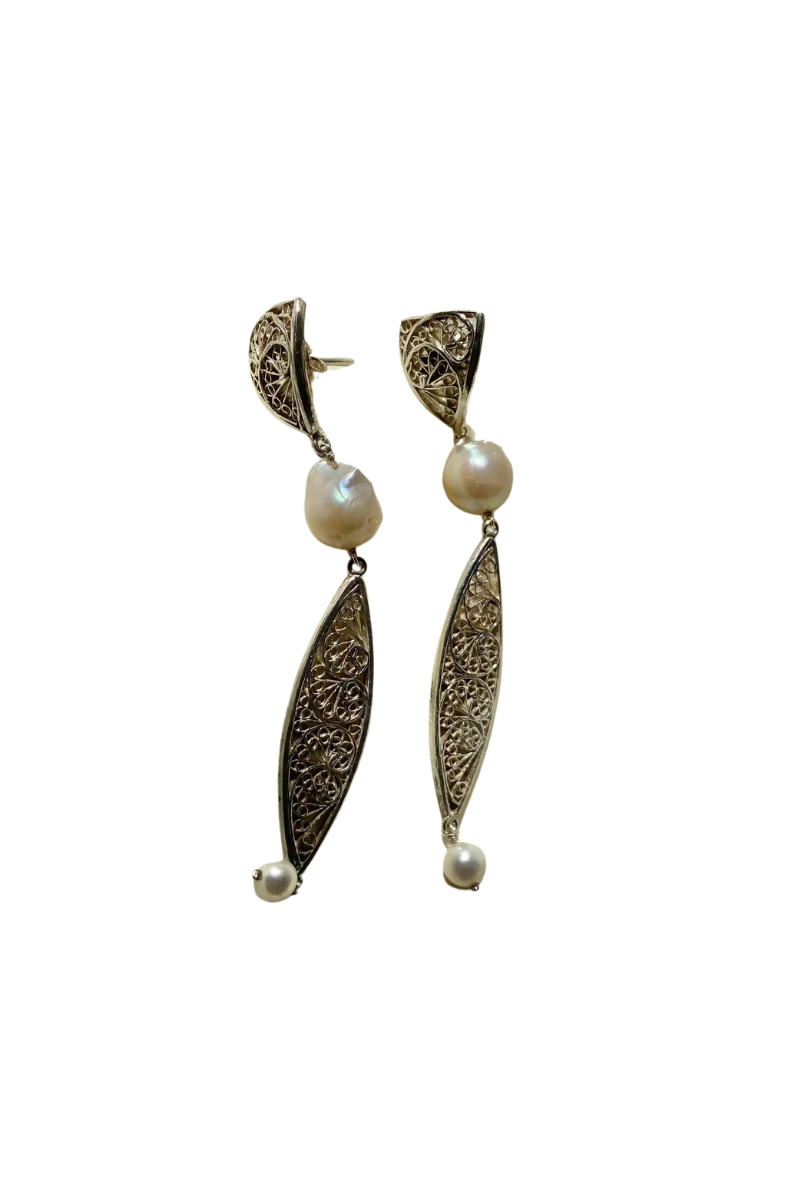 Leela Filigree Earrings- Silver