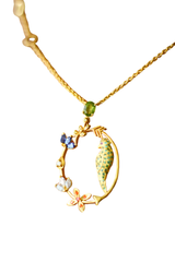 Peridot Studded In Circular Arrow With Kamadeva’s 5 Flowers Necklace (Gold-plated)