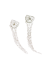 Quarter Moon Filigree Stud With Rice Pearls