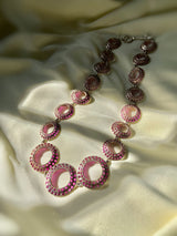 Ruby Circle Grandeur Necklace- Silver