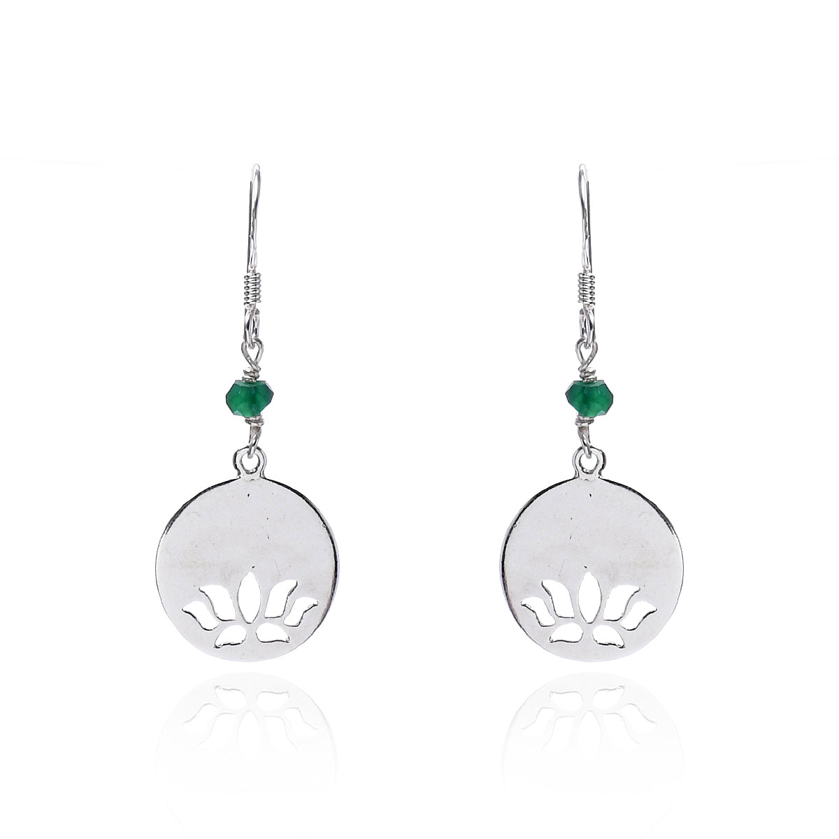 Lotus Disc Danglers With Onyx Beads
