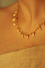 Bheeja Necklace with Rice Grains & Tourmaline Beads- Gold-plated