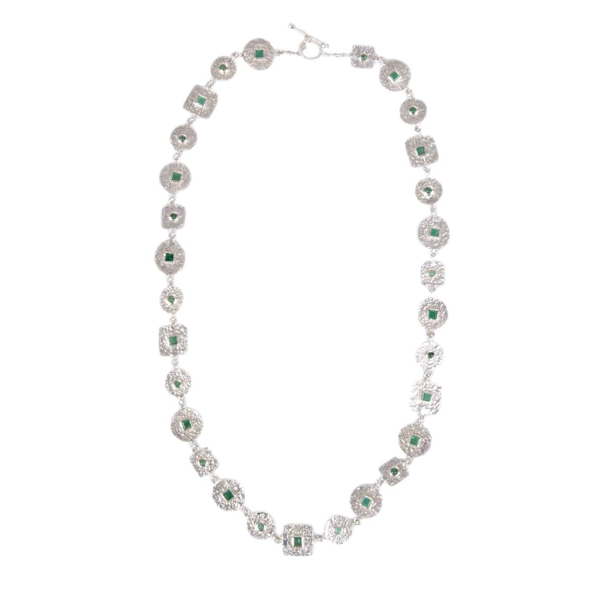 Beaten Coin Modern Kasai Mala Emerald Necklace