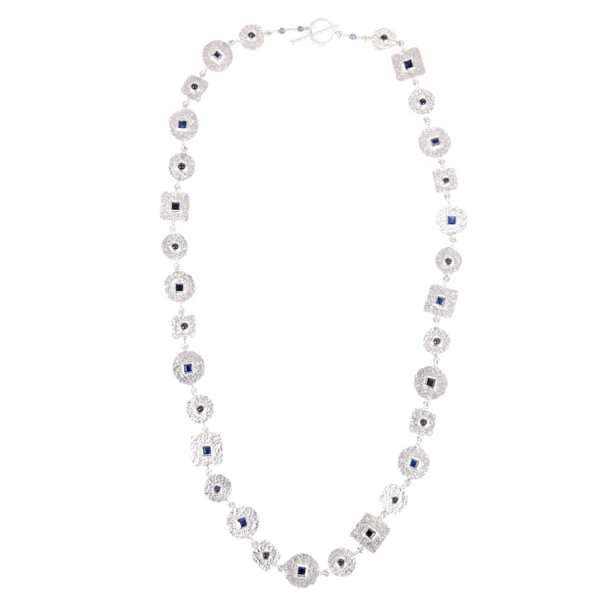 Beaten Coin Modern Kasai Mala Sapphire Necklace