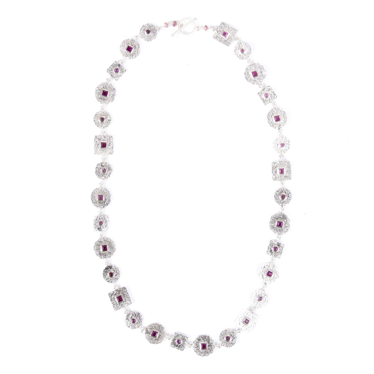Beaten Coin Modern Kasai Mala Ruby Necklace