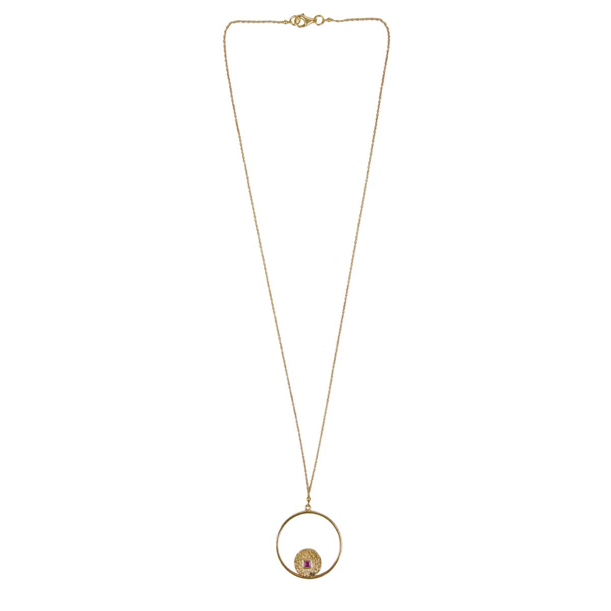 Beaten Coin Ruby Necklace In A Circle
