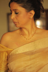 Bheeja Necklace with Rice Grains & Tourmaline Beads- Gold-plated