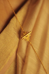 Bheeja Long Necklace with Rice Grains, Crescent Moons & Tourmaline Beads- Gold Plated