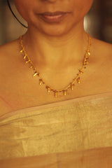 Bheeja Necklace with Rice Grains & Tourmaline Beads- Gold-plated