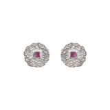 Beaten Coin Ruby Earring