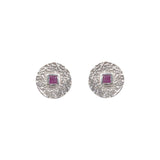 Beaten Coin Ruby Earring