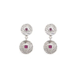 Beaten Coin Ruby Earring