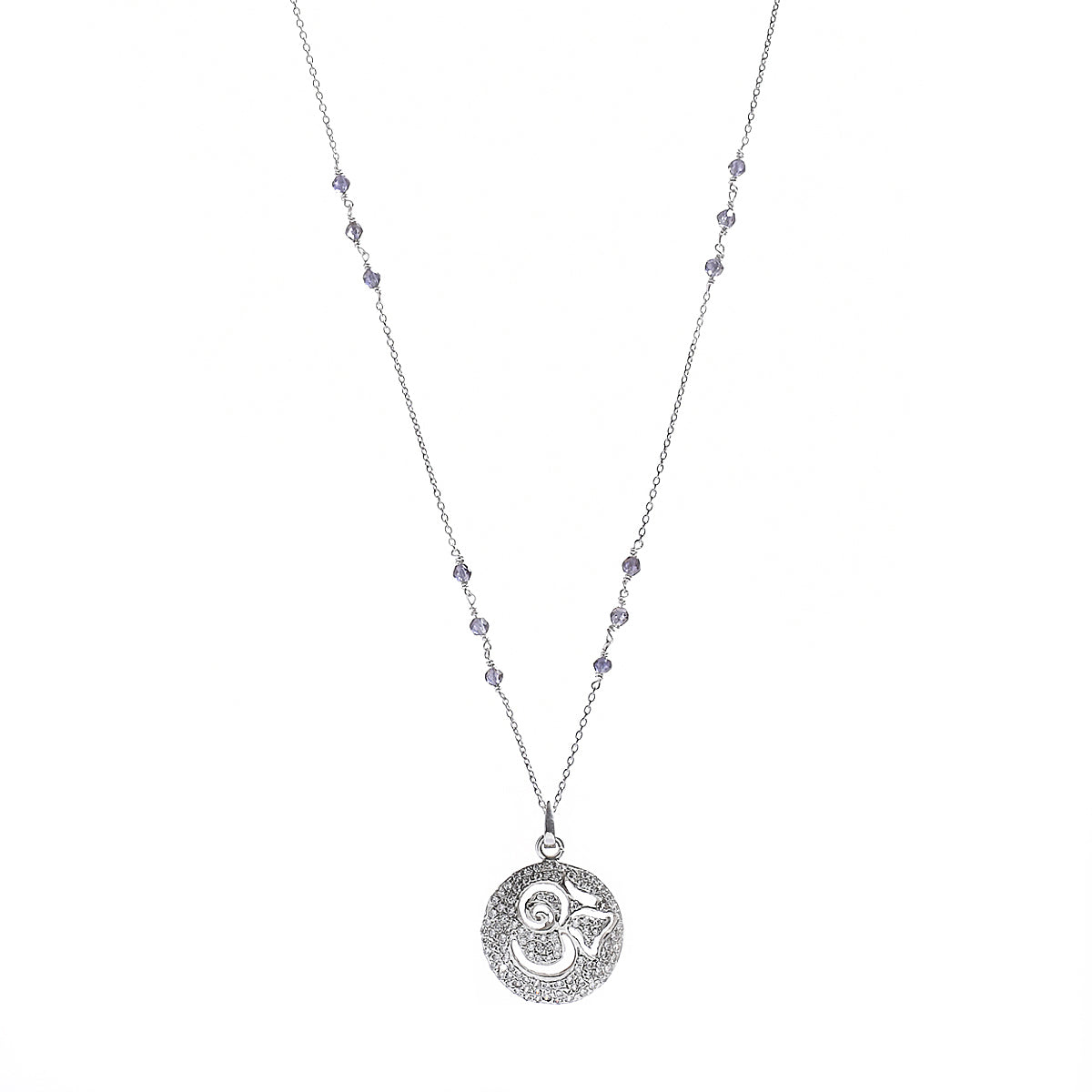 Ganesha Om Pendant With Iolite Beads