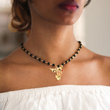 Load image into Gallery viewer, Durga Pendant With Black Onyx Chain (Gold-Plated Small)
