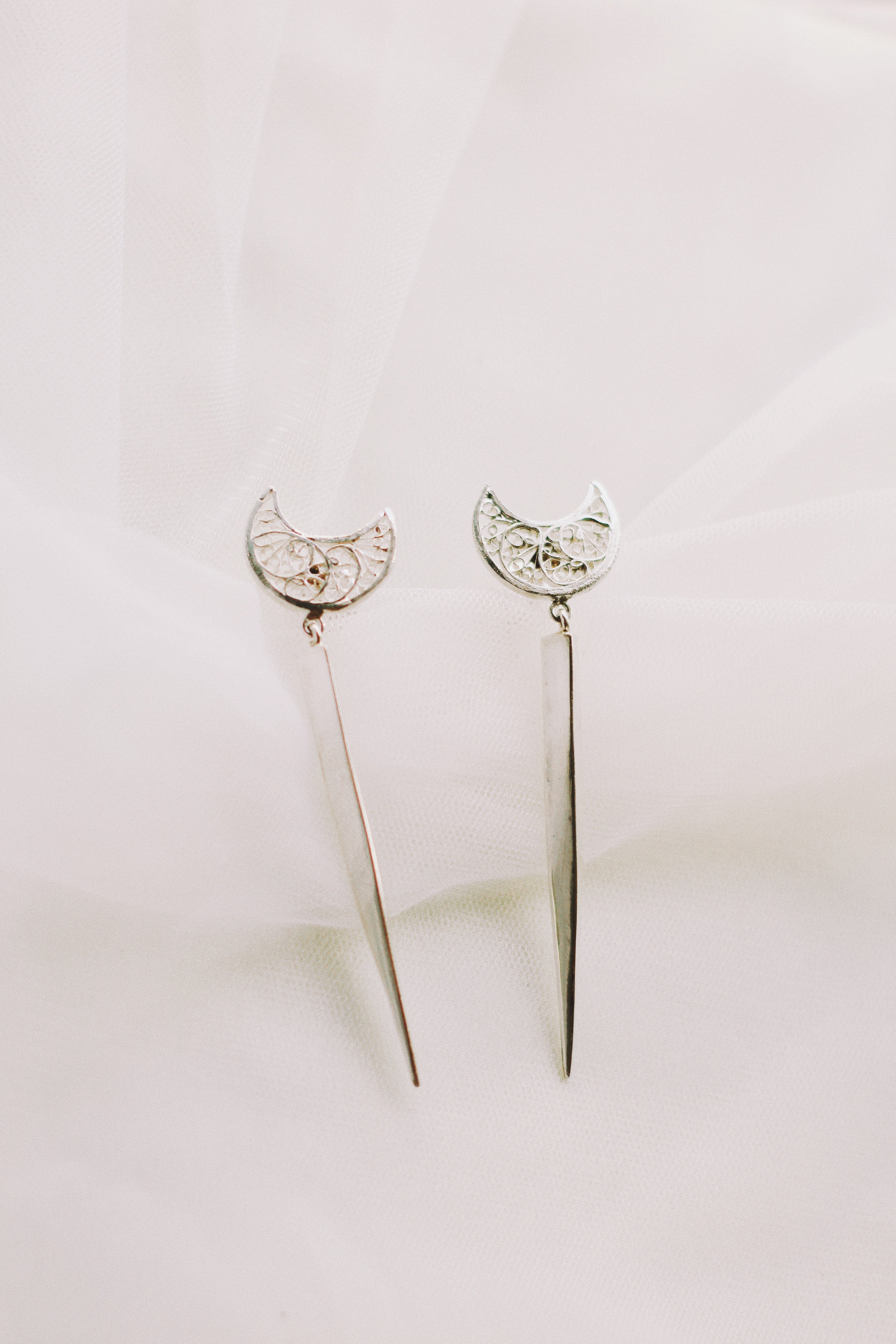 Crescent Moon Filigree Warrior Earrings