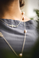 Baroque Pearl Filigree Charm Necklace