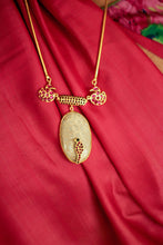 Load image into Gallery viewer, Hamsa Meenakshi Parrot on Fossil Coral Gemstone Necklace (Gold-plated)
