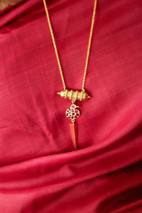 Hamsa Taweez Spike Long Necklace (Gold-plated)
