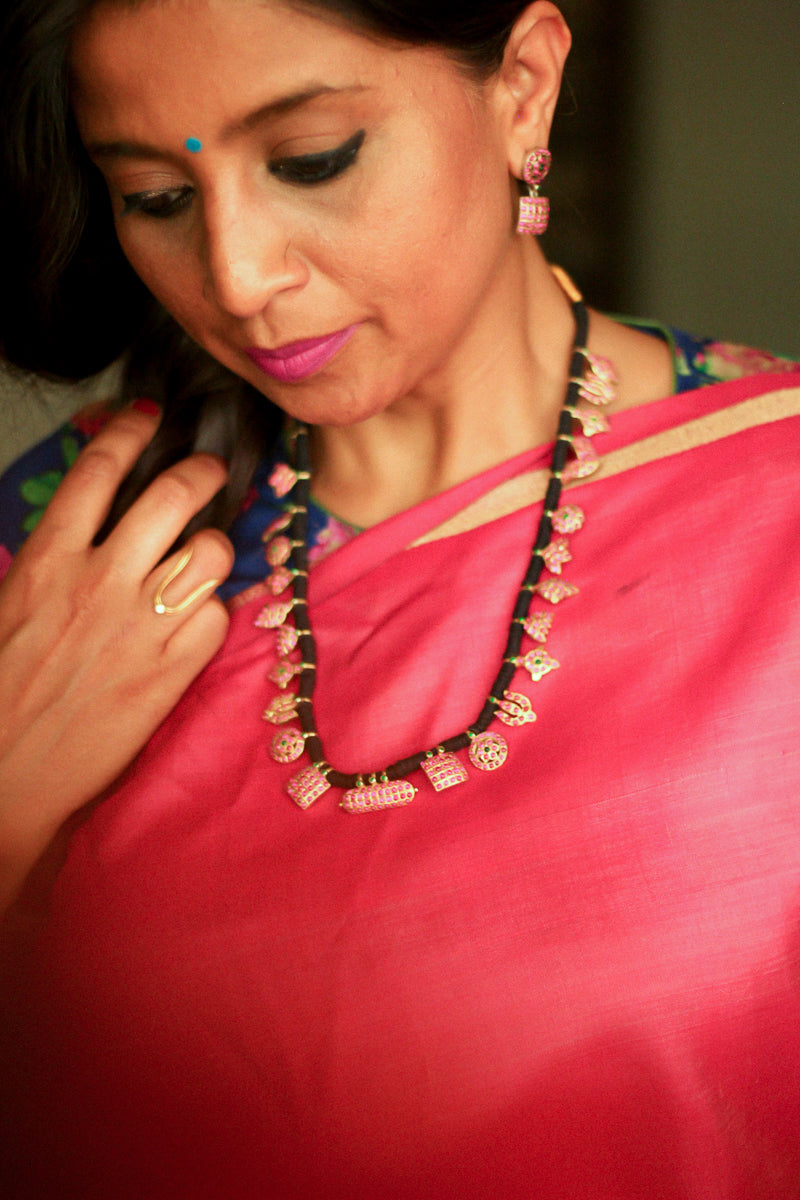 Kamakshi Long Necklace With All Temple Motifs In Harmony (Gold-plated)