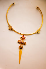 Blooming Lotus Temple Choker With Warrior Spike (Gold-plated)