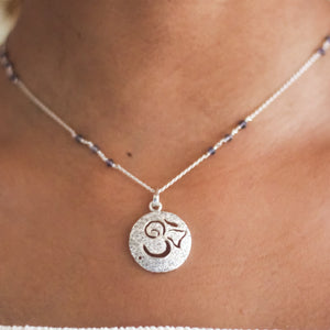 Ganesha Om Pendant With Iolite Beads