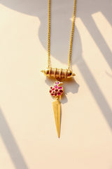 Hamsa Taweez Spike Long Necklace (Gold-plated)