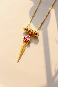 Hamsa Taweez Spike Long Necklace (Gold-plated)