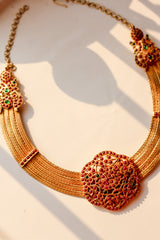 Raakudi Pendant Statement Necklace (Gold-plated)