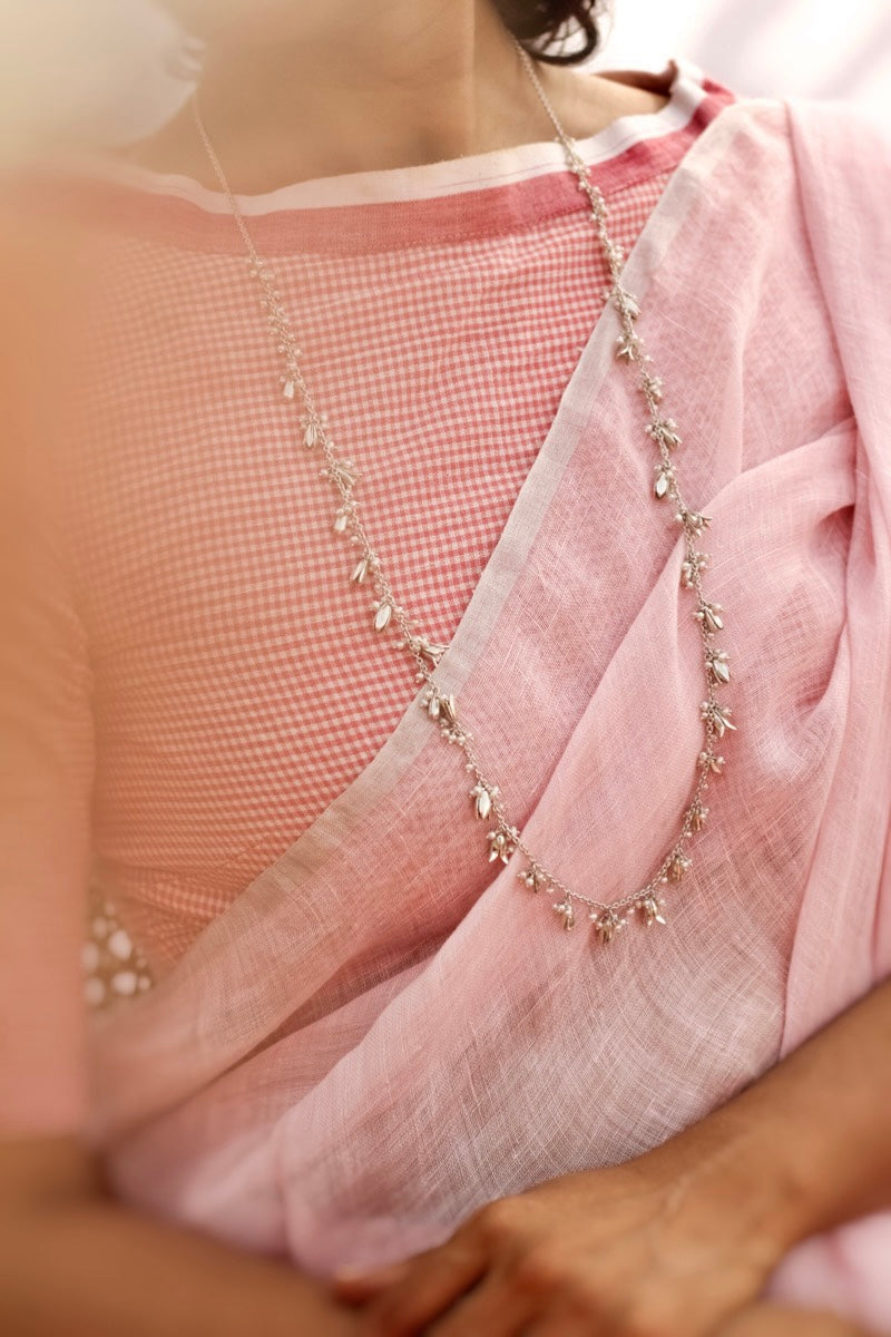 Jasmine Long Garland Necklace (Silver)