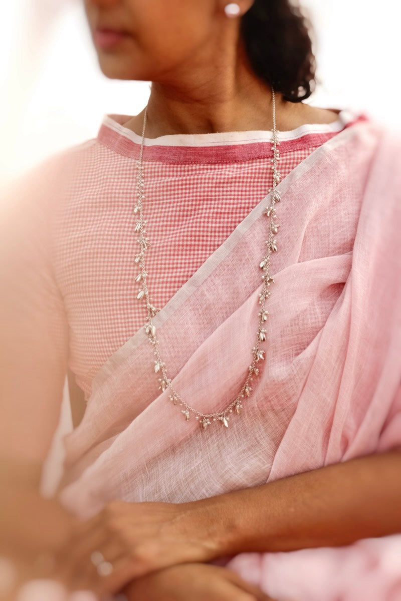 Jasmine Long Garland Necklace (Silver)