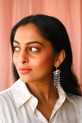 Pearl Meenakshi Hoop Earrings With Rice Pearls