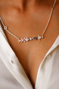 Kamadeva's Arrow With 5 Flowers Necklace (Silver)