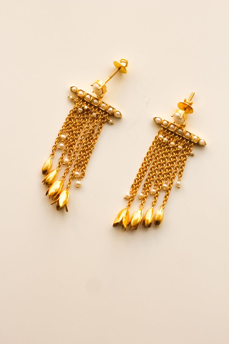 Jasmine Chandelier Waterfall Earrings (Gold)