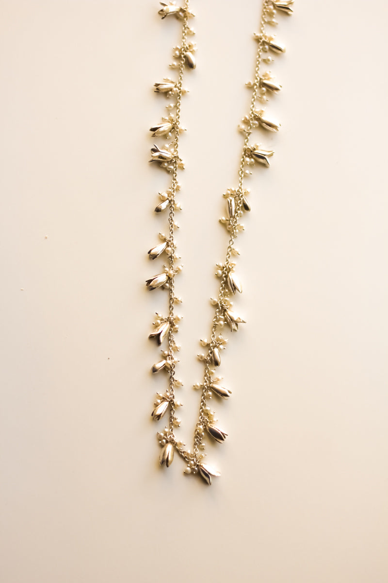 Jasmine Long Garland Necklace (Silver)