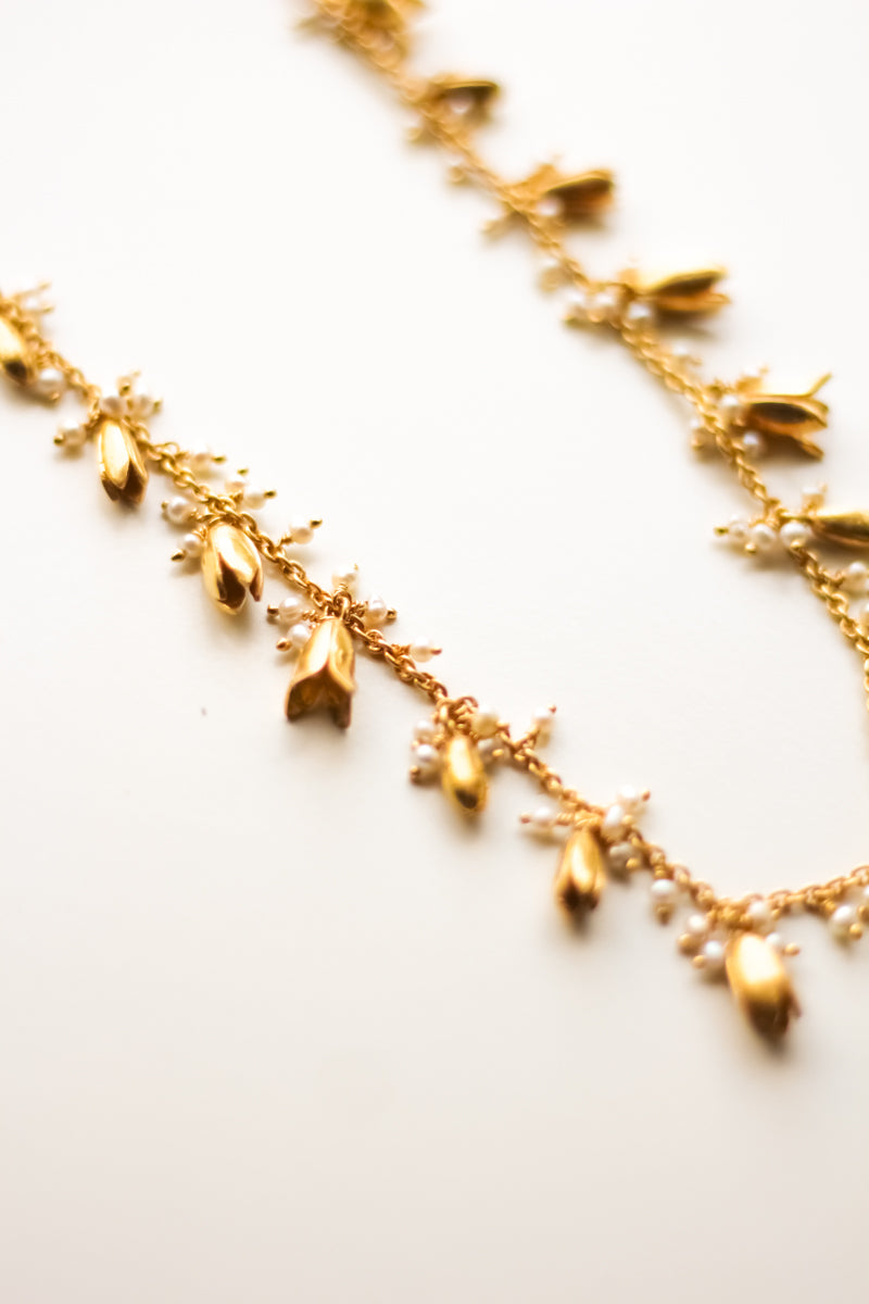 Jasmine Long Garland Necklace (Gold)